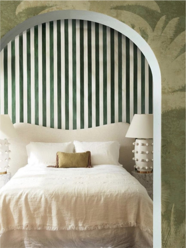 Shadow Pams - Mint and Fresco Stripe Wallpaper - Green - Bedroom
