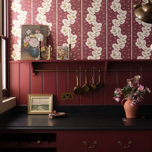 Silk Road, Plum Wallpaper - Painter’s Glasshouse Collection