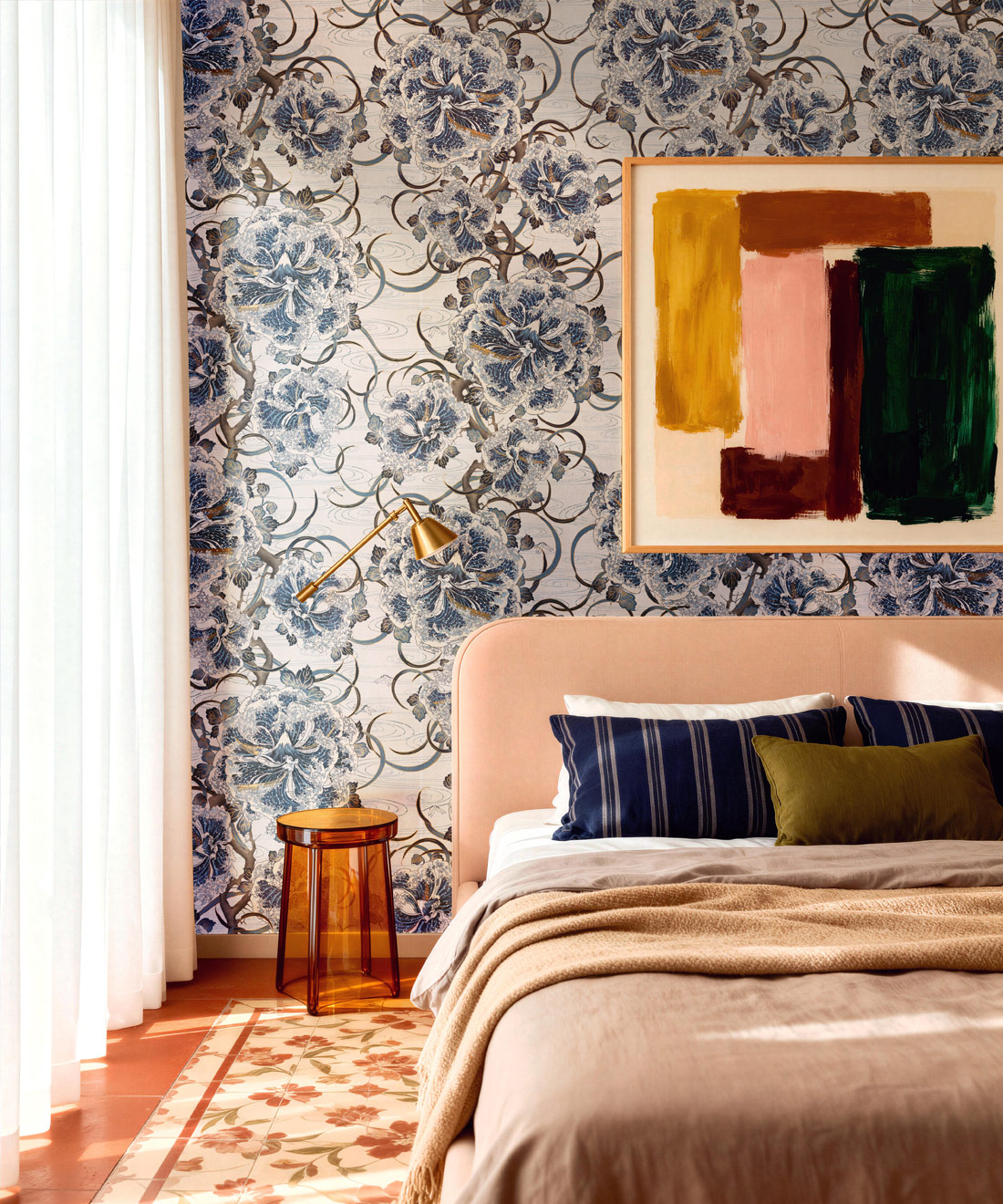 Great Wave Bloom Metallic Wallpaper - Insitu