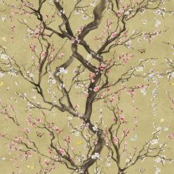 Plum Blossom in Silver is a Japanese floral wallpaper