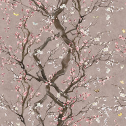 Plum Blossom in Silver is a Japanese floral wallpaper